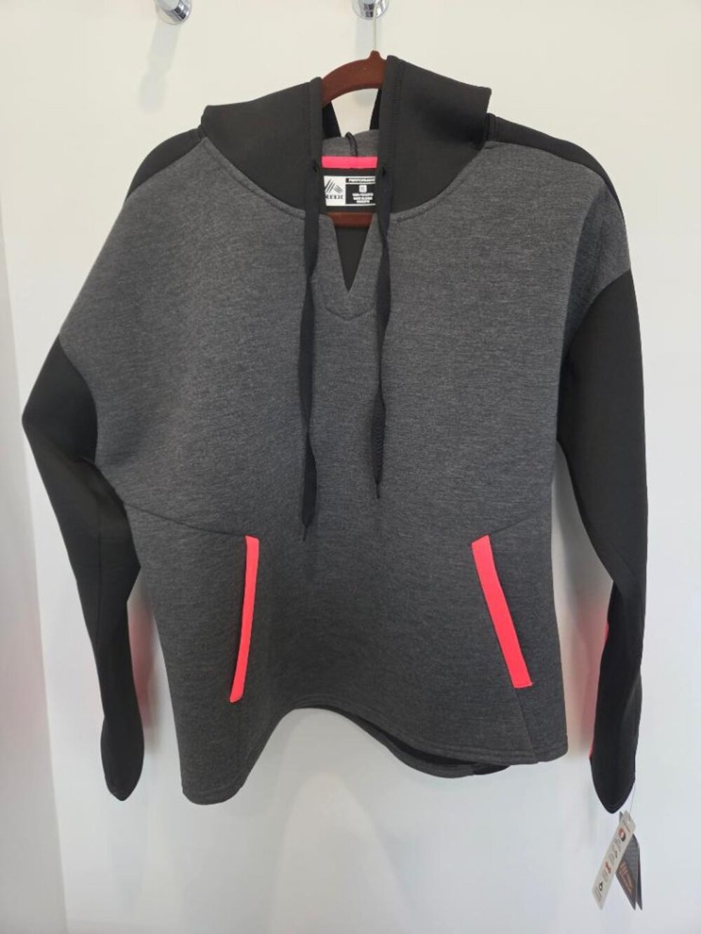 RBX Women's NWT Dark Grey Hooded Sweatshirt With Sleeve Finger Hole   L/XL
